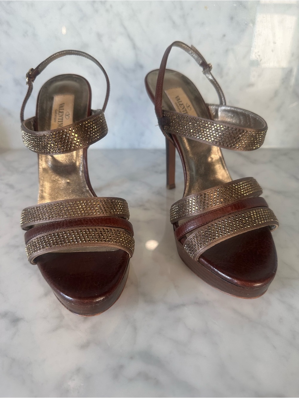 Valentino Sandals “Hot” Coco Brown and Gold!